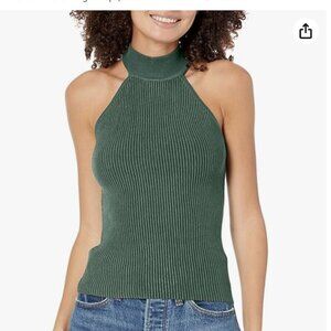NWT GUESS Ribbed Shayna Ottoman Halter Mock Neck Sleeveless Tank Sweater Small